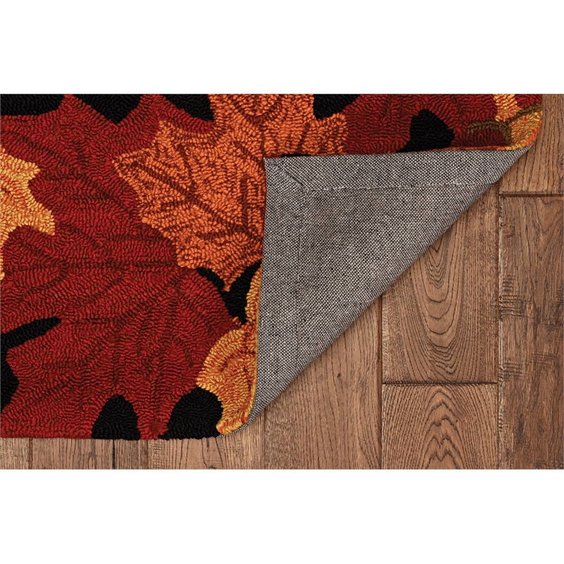 Linon Tripoli Autumn Polyester 8'x10' Rug in Black and Red
