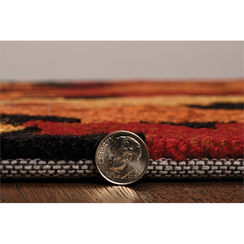 Linon Tripoli Autumn Polyester 8'x10' Rug in Black and Red