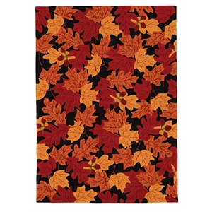linon tripoli autumn polyester 8'x10' rug in black and red