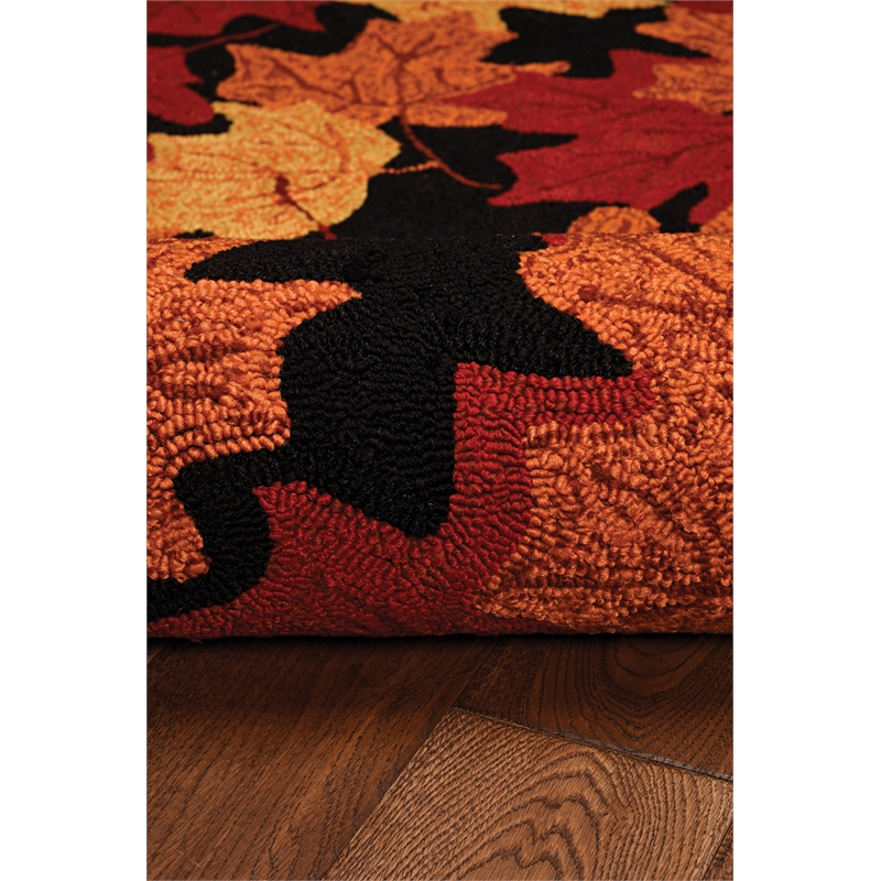 Linon Tripoli Autumn Polyester 8'x10' Rug in Black and Red