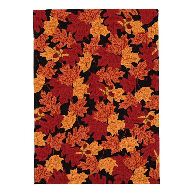 Linon Tripoli Autumn Polyester 8'x10' Rug in Black and Red
