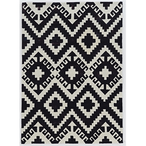 linon tripoli spacely polyester 5'x7' rug in ivory and black