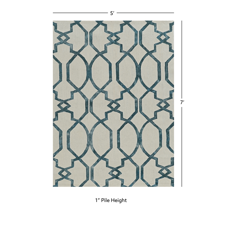 Linon Tripoli Catalon Polyester 5'x7' Area Rug in Ivory