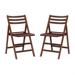 Linon Finola Wood Folding Chairs Set of Two in Walnut