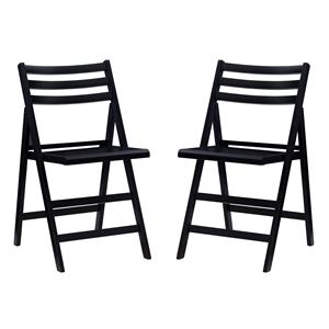 linon finola wood folding chairs set of two in black