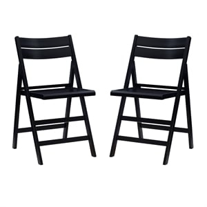 linon cray wood folding chairs set of two in black