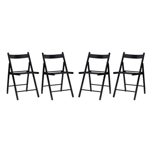 Linon Lanthe Wood Folding Chairs Set of Four in Black