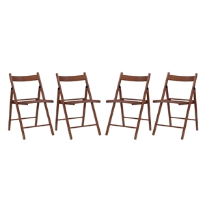 Linon Lanthe Wood Folding Chairs Set of Four in Walnut