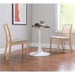 Linon Cole Rattan Seat Back Dining Chair with Padded Seat in Natural Solid Wood