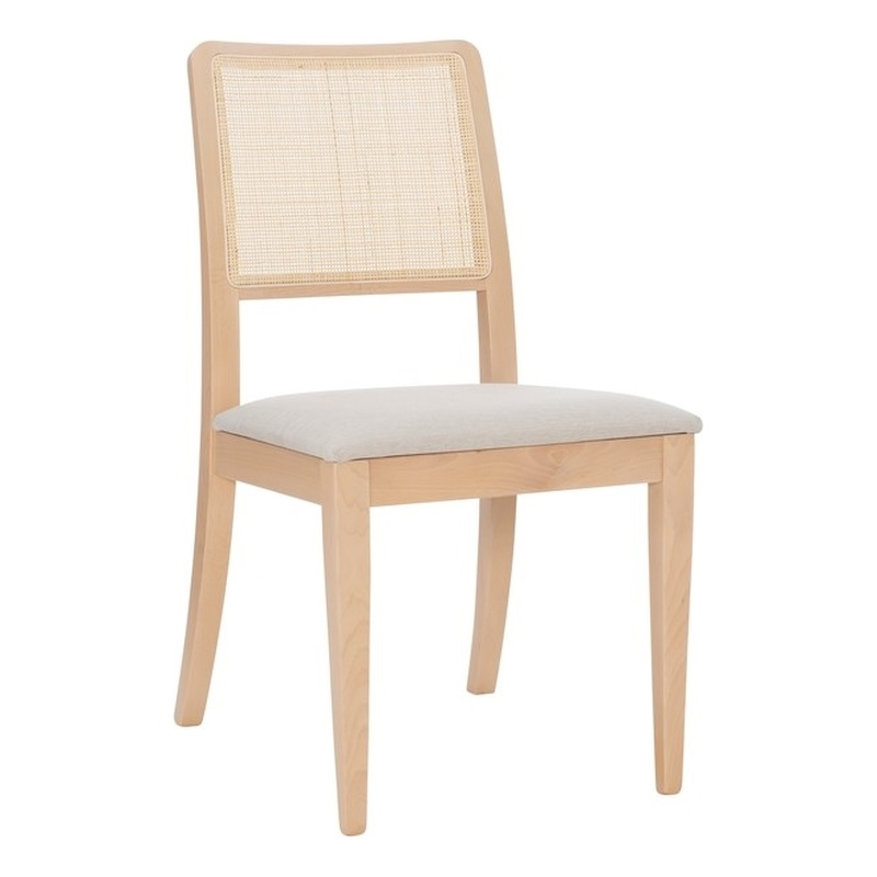 Linon Cole Solid Wood and Rattan Dining Chair in Natural