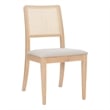 Linon Cole Rattan Seat Back Dining Chair with Padded Seat in Natural Solid Wood