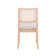 Linon Cole Rattan Seat Back Dining Chair with Padded Seat in Natural Solid Wood