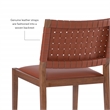 Linon Hutton Dining Chair Woven Leather Backrest in Brown Stained Solid Wood