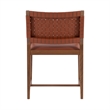 Linon Hutton Dining Arm Chair Woven Leather Back in Brown Stained Solid Wood