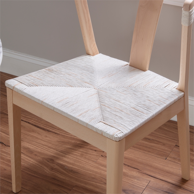 Linon Dane Solid Wood and Rush Dining Chair in Natural