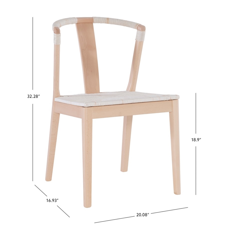 Linon Dane Solid Wood and Rush Dining Chair in Natural