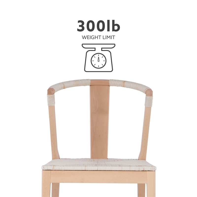 Linon Dane Solid Wood and Rush Dining Chair in Natural