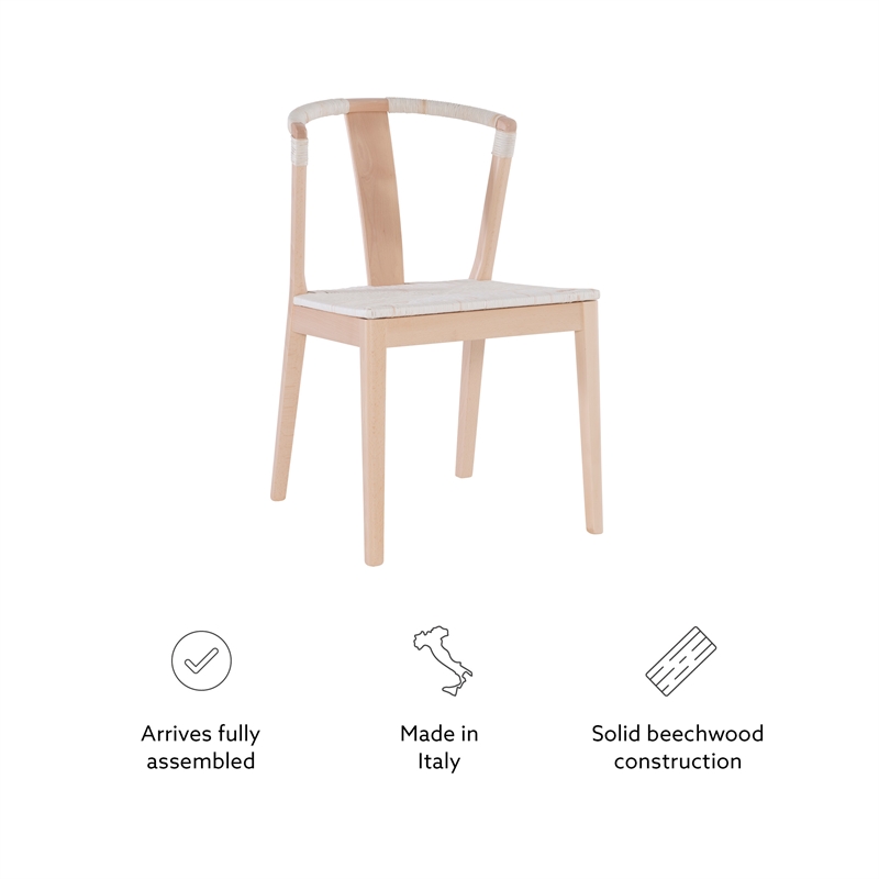 Linon Dane Solid Wood and Rush Dining Chair in Natural