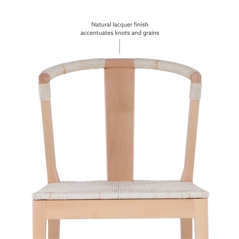 Linon Dane Solid Wood and Rush Dining Chair in Natural