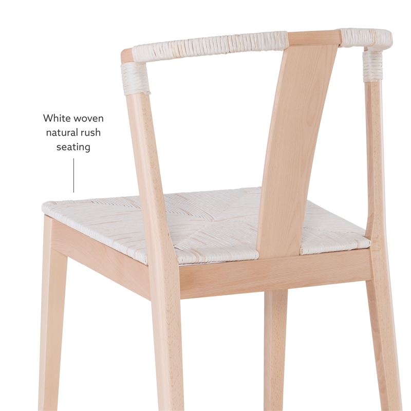 Linon Dane Solid Wood and Rush Dining Chair in Natural