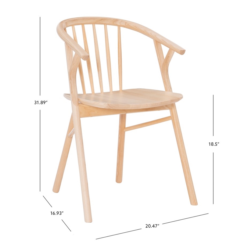 Linon Benson Beechwood Dining Chair with Windsor Back & Saddle Seat in Natural