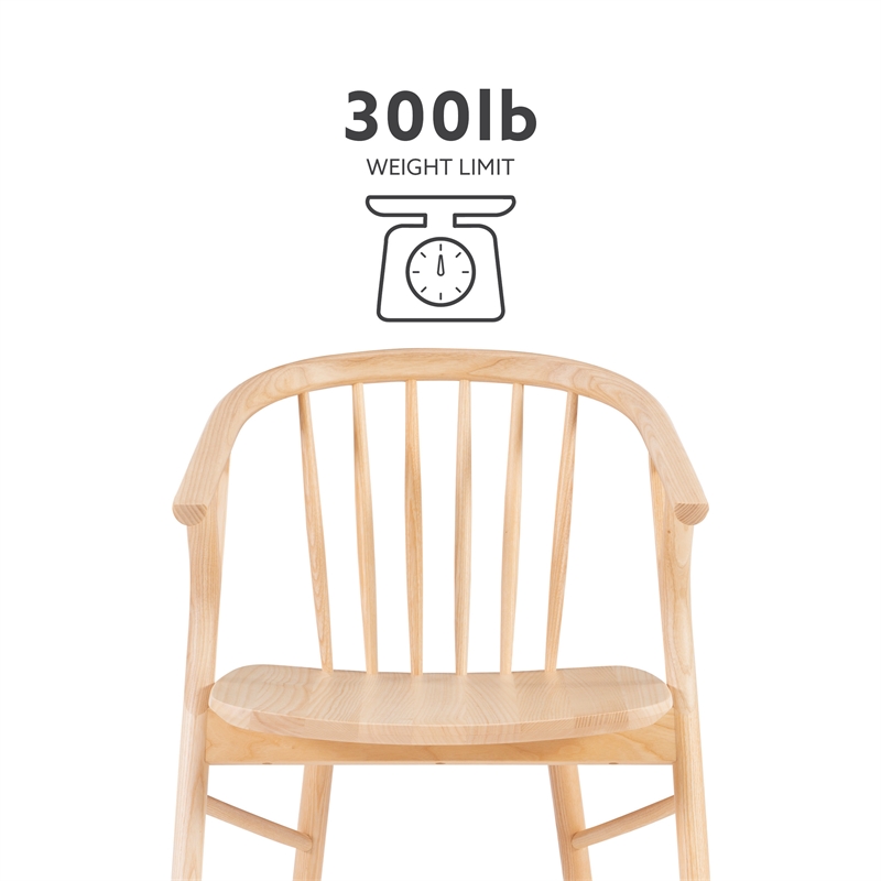 Linon Benson Beechwood Dining Chair with Windsor Back & Saddle Seat in Natural