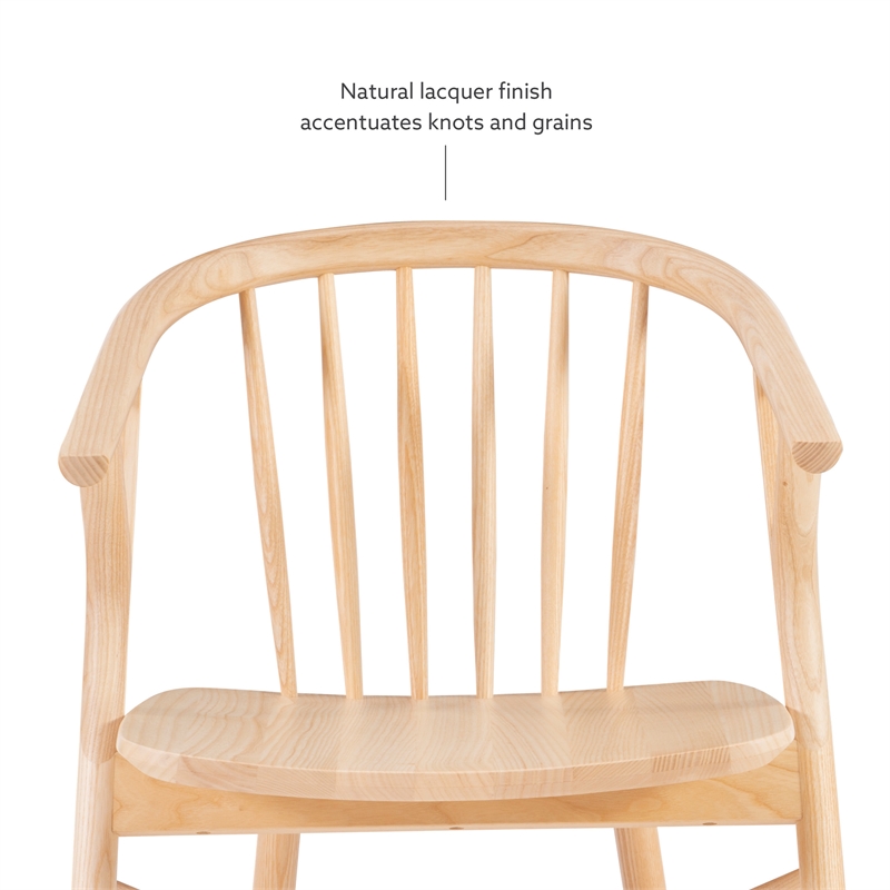 Linon Benson Beechwood Dining Chair with Windsor Back & Saddle Seat in Natural