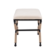 Linon Anna Metal Linen Upholstered Campaign Bench in Black