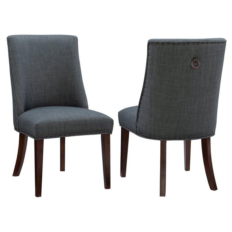 Linon Hale Wood Dining Chairs Set of Two in Espresso and Gray