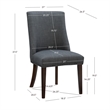 Linon Hale Set of 2 Dining Chairs Upholstered in Gray Fabric Espresso Wood Legs