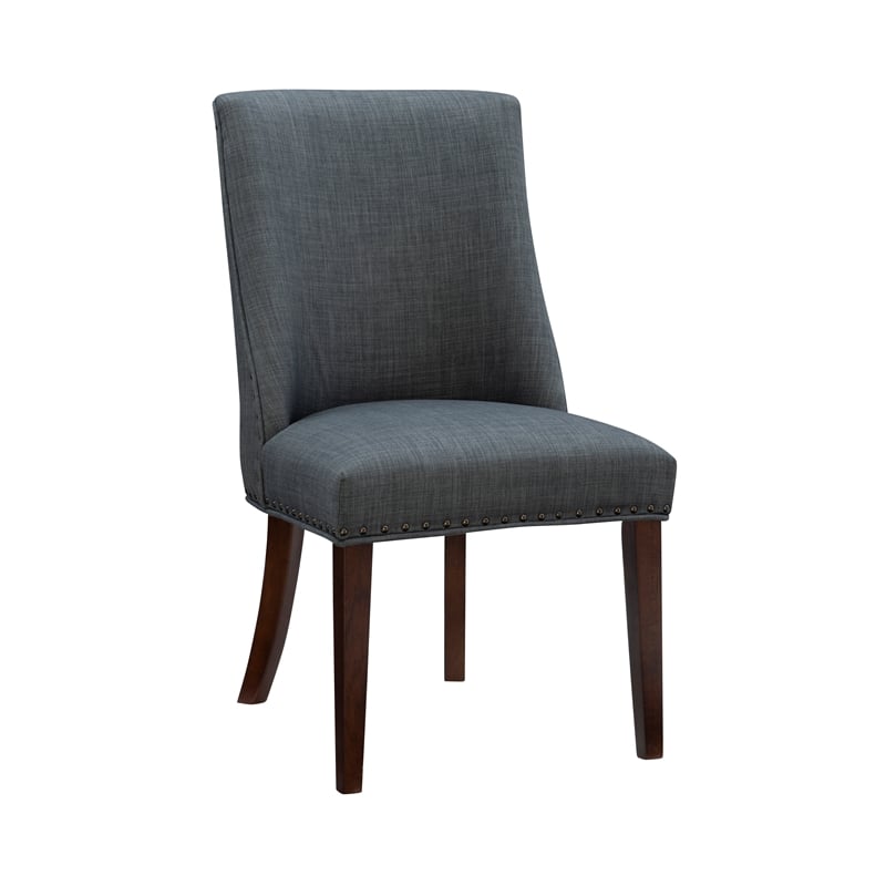 Linon Hale Wood Dining Chairs Set of Two in Espresso and Gray