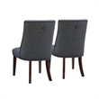 Linon Hale Set of 2 Dining Chairs Upholstered in Gray Fabric Espresso Wood Legs