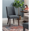 Linon Hale Set of 2 Dining Chairs Upholstered in Gray Fabric Espresso Wood Legs