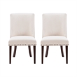 Linon Hale Set of Two Dining Chairs Beige Fabric Upholstery Espresso Wood Legs
