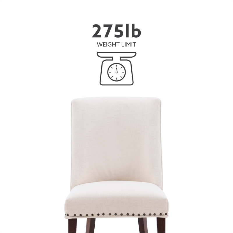 Linon Hale Set of Two Dining Chairs Beige Fabric Upholstery Espresso Wood Legs