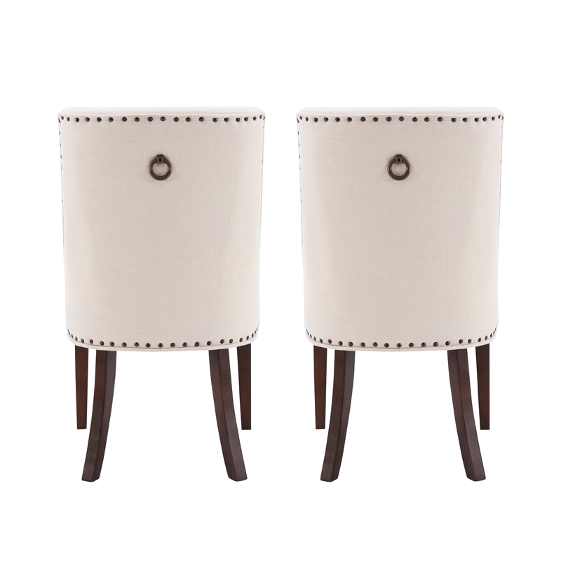 Linon Hale Set of Two Dining Chairs Beige Fabric Upholstery Espresso Wood Legs