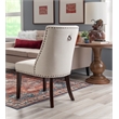 Linon Hale Set of Two Dining Chairs Beige Fabric Upholstery Espresso Wood Legs