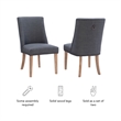 Linon Hale Set of 2 Dining Chairs Gray Fabric Upholstery with Natural Wood Legs