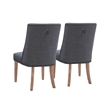 Linon Hale Set of 2 Dining Chairs Gray Fabric Upholstery with Natural Wood Legs