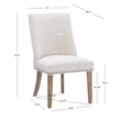 Linon Hale Set of 2 Dining Chairs Natural Beige Upholstery Natural Wood Legs