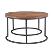 Linon Mina Round Wood Nesting Coffee Tables (Set of 2) in Black Matte Iron