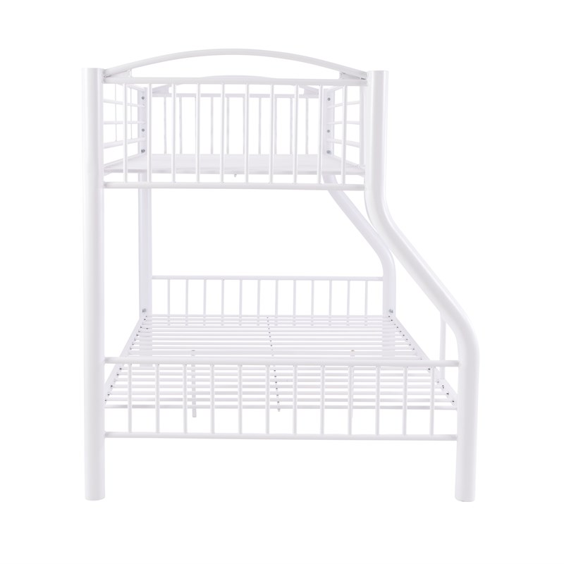 Linon Heavy Metal Twin Over Full Bunk Bed Attached Ladder in White