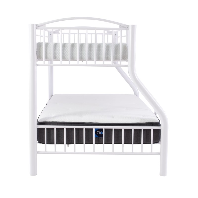 Linon Heavy Metal Twin Over Full Bunk Bed Attached Ladder in White