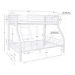Linon Heavy Metal Twin Over Full Bunk Bed Attached Ladder in White