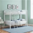Linon Heavy Metal Twin Over Twin Bunk Bed Attached Ladder in White