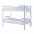 Linon Heavy Metal Twin Over Twin Bunk Bed Attached Ladder in White
