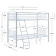 Linon Heavy Metal Twin Over Twin Bunk Bed Attached Ladder in White