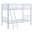Linon Heavy Metal Twin Over Twin Bunk Bed Attached Ladder in White