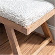 Linon Bryn Sturdy Rustic Wood Bench with White Shaggy Handwoven Cushion in Brown