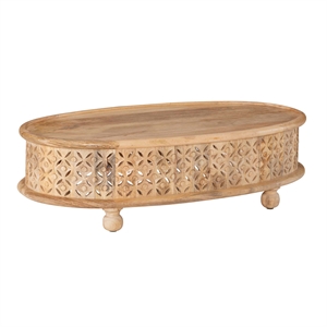 linon lainey oval wood coffee table in natural